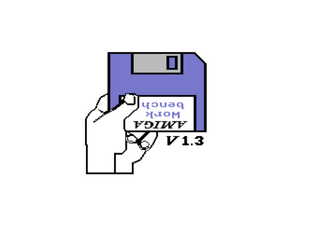 Amiga Kickstart 1.3 insert disk logo